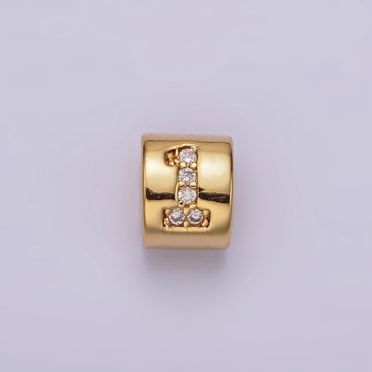 14K Gold Filled 0-9 Number Clear Micro Paved CZ Slider Bead Spacer | B-807~B-811