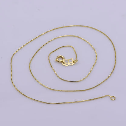 14K Gold Filled 0.5mm Dainty Minimalist Box 18 Inch Layering Chain Necklace | WA-393 Clearance Pricing