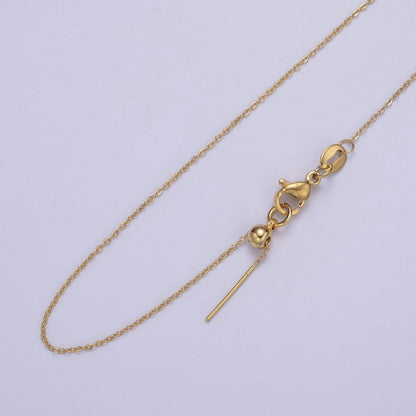 14K Gold Filled 0.6mm Dainty Cable Chain 18 Inch Layering Cable Slider Necklace in Silver &amp; Gold | WA-728 WA-735 Clearance Pricing