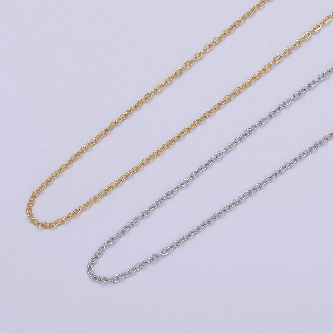 14K Gold Filled 0.6mm Dainty Cable Chain 18 Inch Layering Cable Slider Necklace in Silver &amp; Gold | WA-728 WA-735 Clearance Pricing