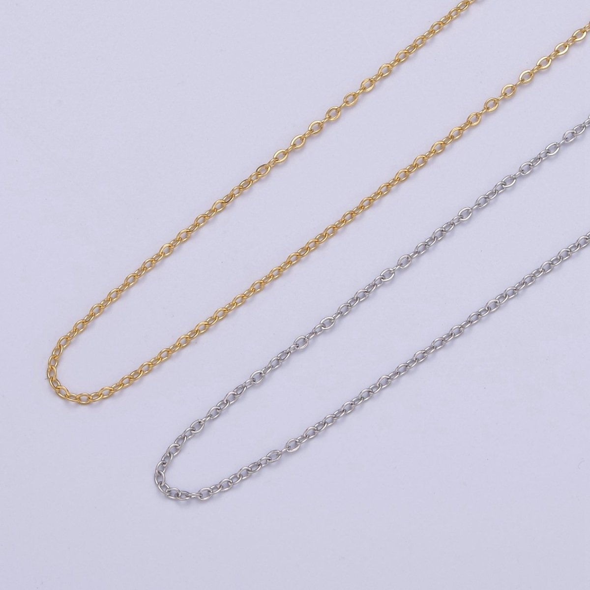 14K Gold Filled 0.6mm Dainty Cable Chain 18 Inch Layering Cable Slider Necklace in Silver &amp; Gold | WA-728 WA-735 Clearance Pricing