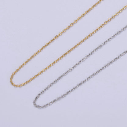 14K Gold Filled 0.6mm Dainty Cable Chain 18 Inch Layering Cable Slider Necklace in Silver &amp; Gold | WA-728 WA-735 Clearance Pricing