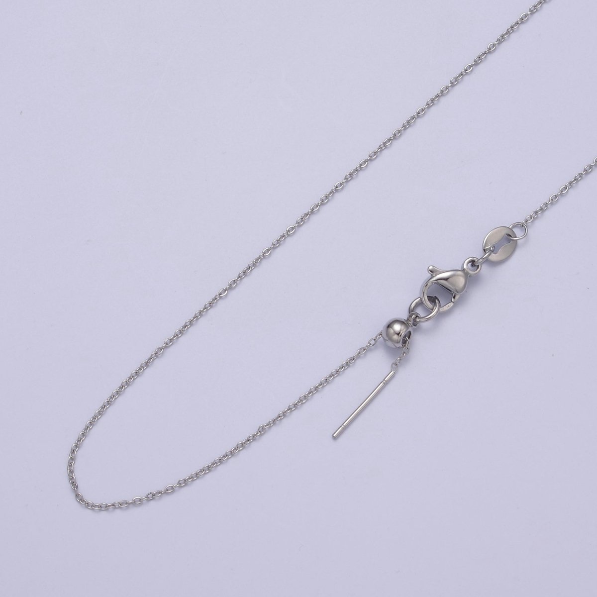 14K Gold Filled 0.6mm Dainty Cable Chain 18 Inch Layering Cable Slider Necklace in Silver &amp; Gold | WA-728 WA-735 Clearance Pricing
