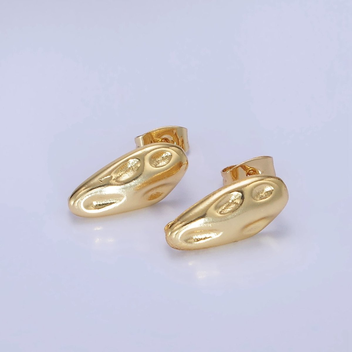 14K Gold Filled 10m Hammered Oval Stud Earrings Findings in Gold &amp; Silver | Z740 Z741