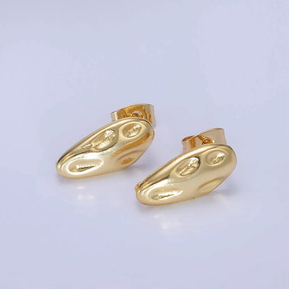 14K Gold Filled 10m Hammered Oval Stud Earrings Findings in Gold &amp; Silver | Z740 Z741