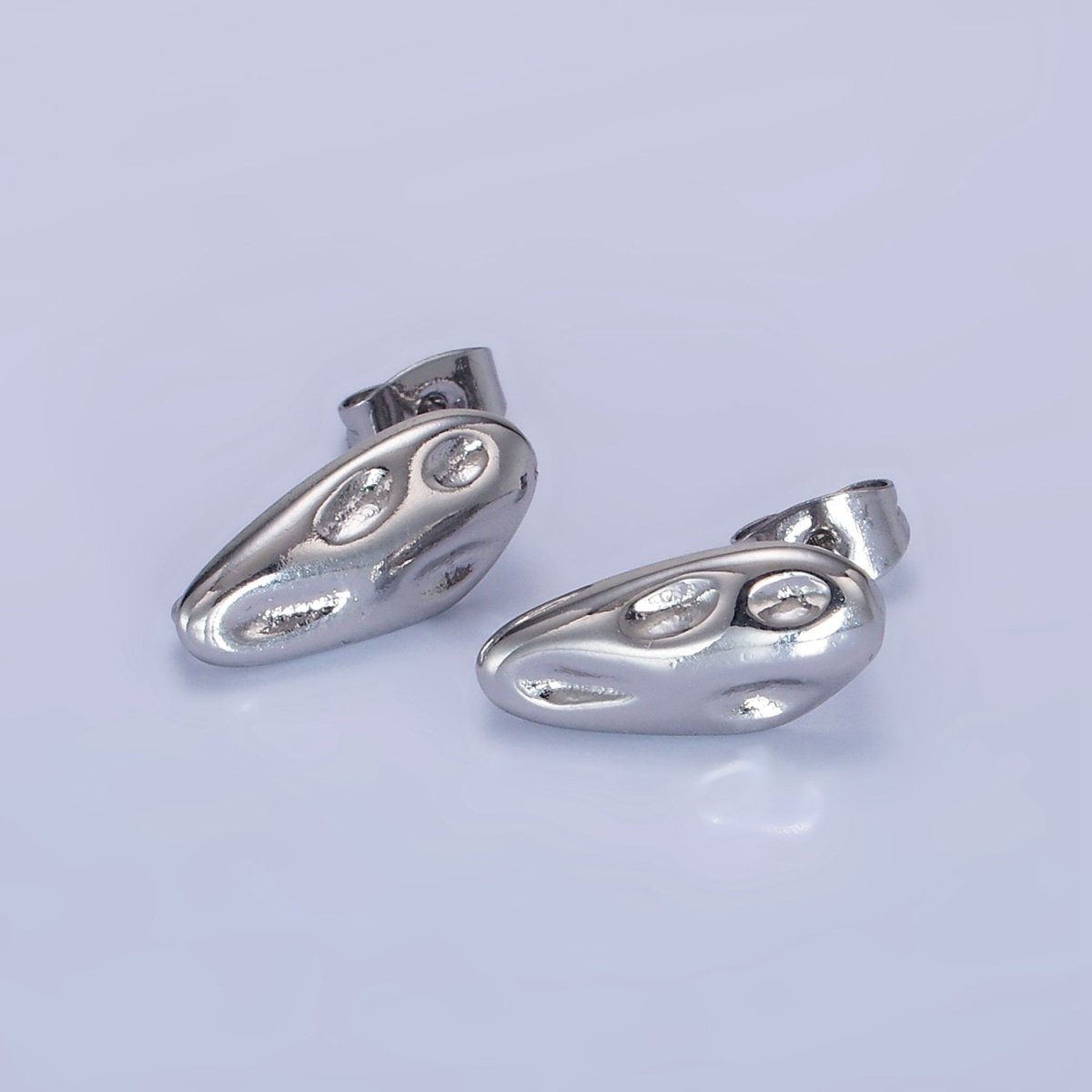 14K Gold Filled 10m Hammered Oval Stud Earrings Findings in Gold &amp; Silver | Z740 Z741