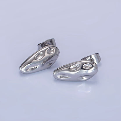 14K Gold Filled 10m Hammered Oval Stud Earrings Findings in Gold &amp; Silver | Z740 Z741