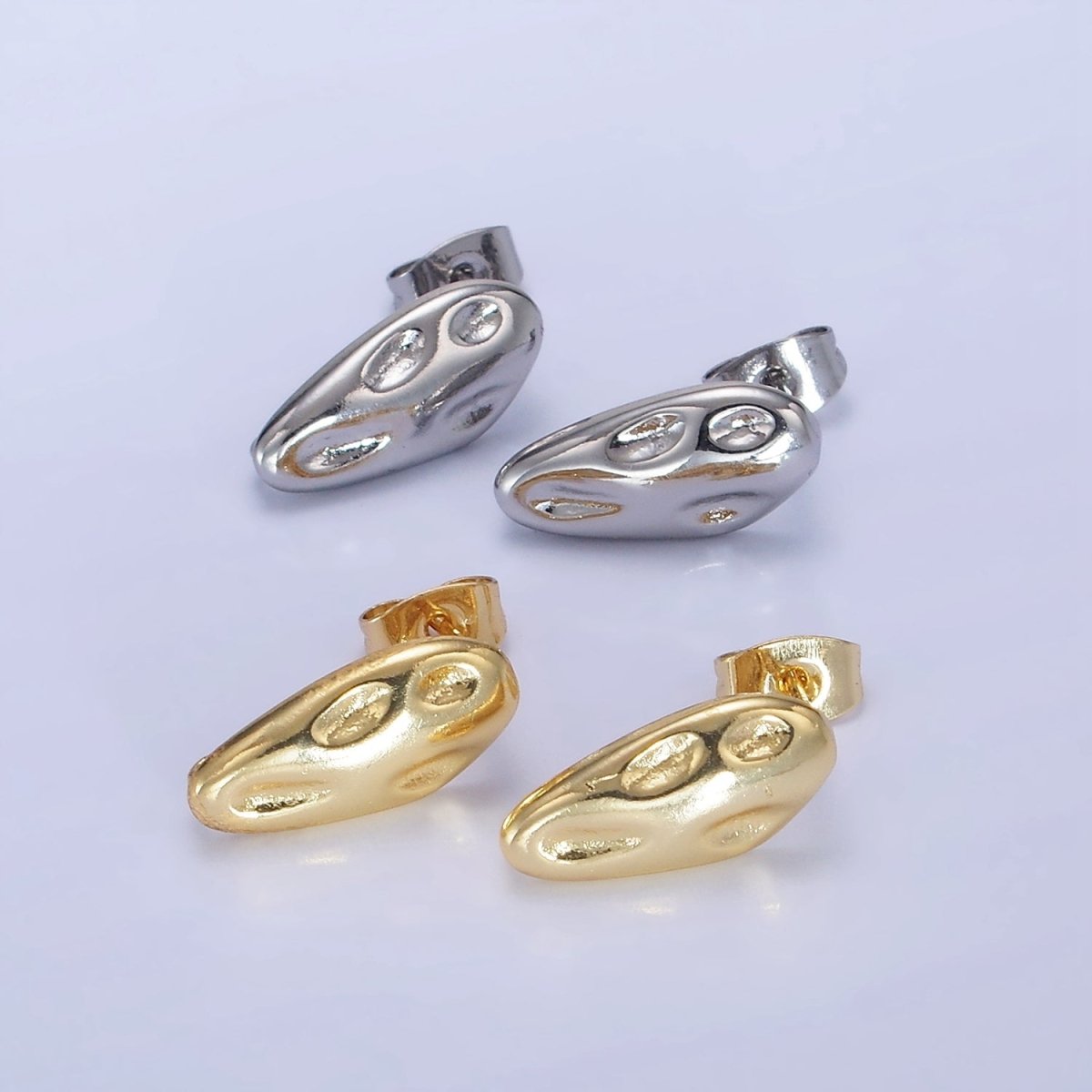 14K Gold Filled 10m Hammered Oval Stud Earrings Findings in Gold &amp; Silver | Z740 Z741