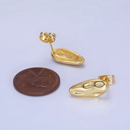 14K Gold Filled 10m Hammered Oval Stud Earrings Findings in Gold &amp; Silver | Z740 Z741