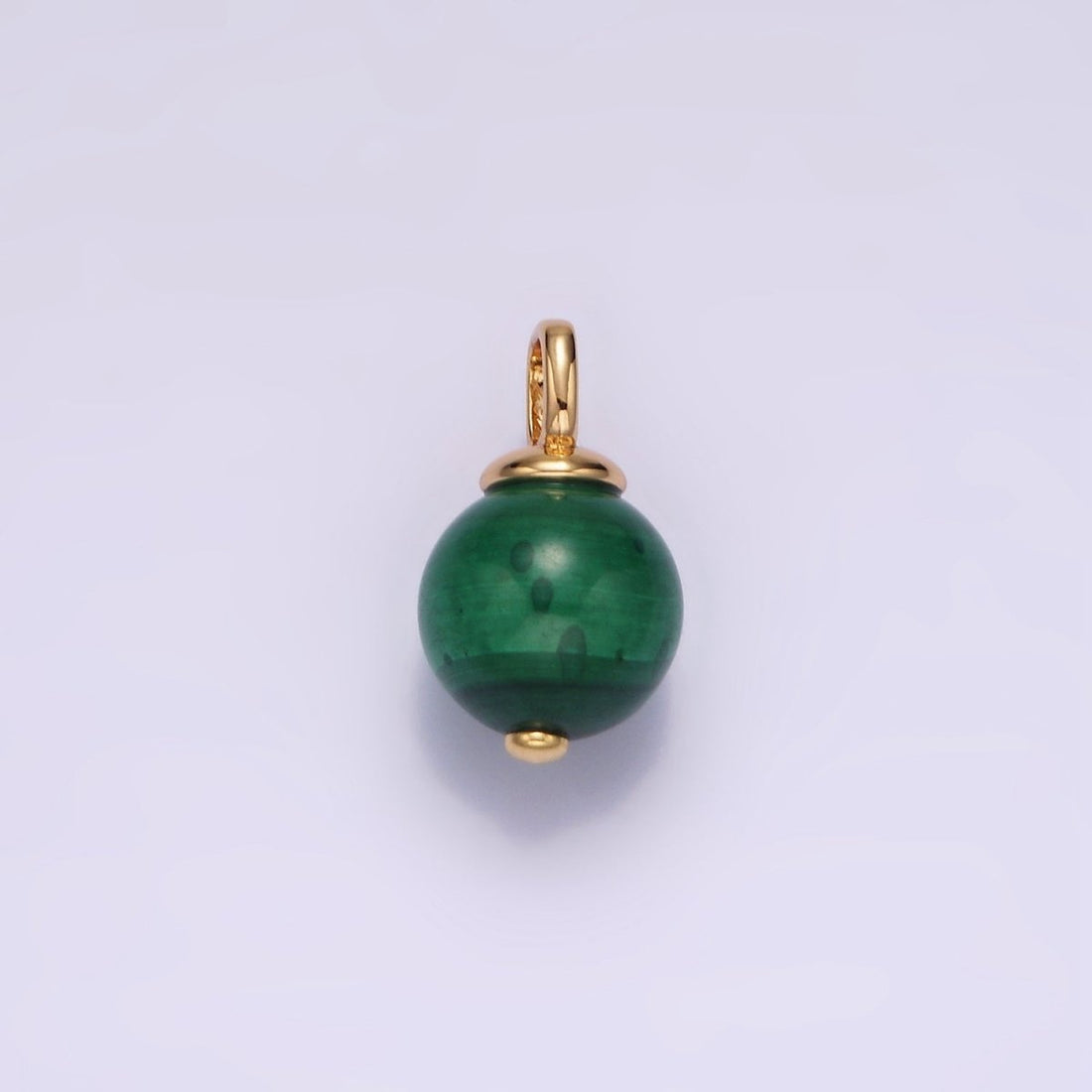 14K Gold Filled 10mm, 12.5mm Malachite Round Sphere Ball Drop Pendant | AG410 AG411