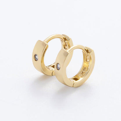 14K Gold Filled 10mm Clear CZ Round Minimalist Cartilage Huggie Earrings | AJ241