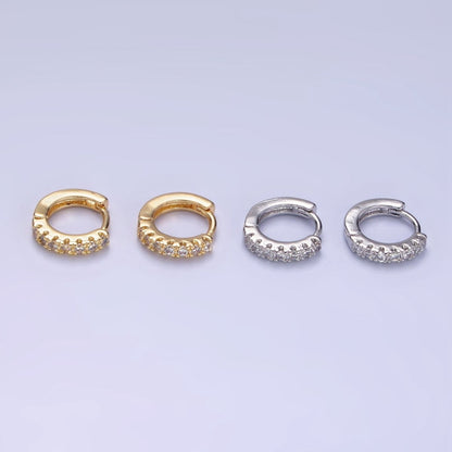 14K Gold Filled 10mm Clear Micro Paved CZ Cartilage Huggie Earrings in Gold &amp; Silver | AE908