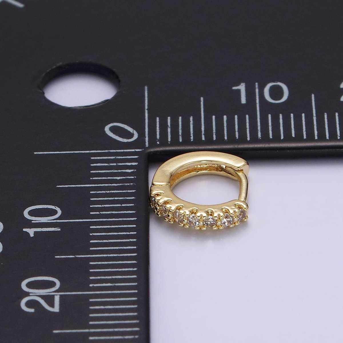 14K Gold Filled 10mm Clear Micro Paved CZ Cartilage Huggie Earrings in Gold &amp; Silver | AE908