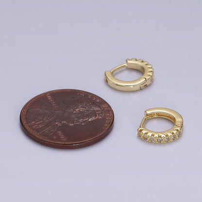 14K Gold Filled 10mm Clear Micro Paved CZ Cartilage Huggie Earrings in Gold &amp; Silver | AE908