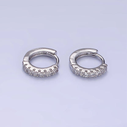 14K Gold Filled 10mm Clear Micro Paved CZ Cartilage Huggie Earrings in Gold &amp; Silver | AE908