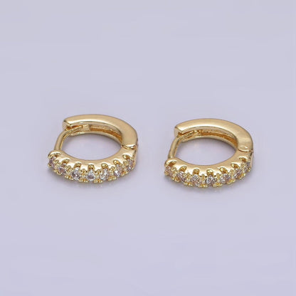 14K Gold Filled 10mm Clear Micro Paved CZ Cartilage Huggie Earrings in Gold &amp; Silver | AE908