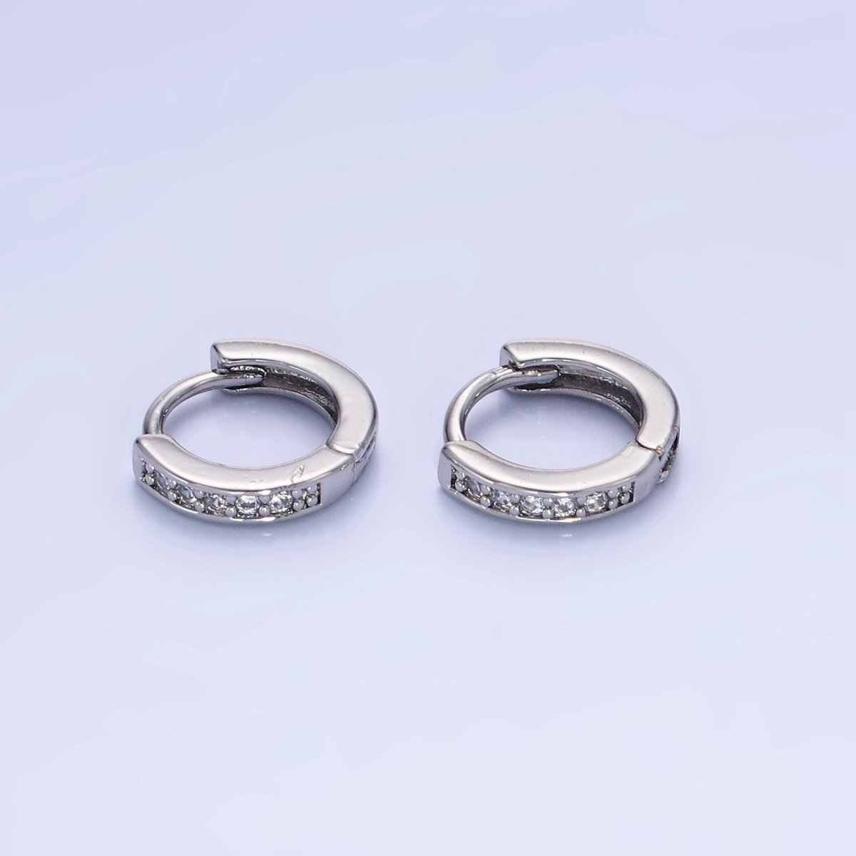 14K Gold Filled 10mm CZ Lined Cartilage Huggie Earrings in Gold &amp; Silver | AB1346 AB1347