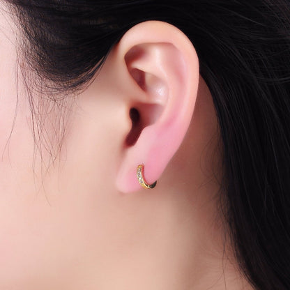 14K Gold Filled 10mm CZ Lined Cartilage Huggie Earrings in Gold &amp; Silver | AB1346 AB1347