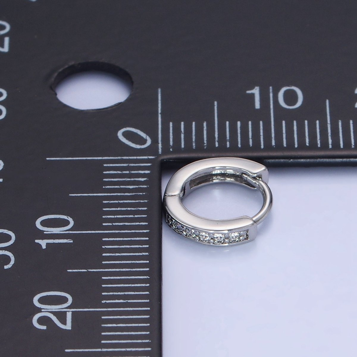 14K Gold Filled 10mm CZ Lined Cartilage Huggie Earrings in Gold &amp; Silver | AB1346 AB1347