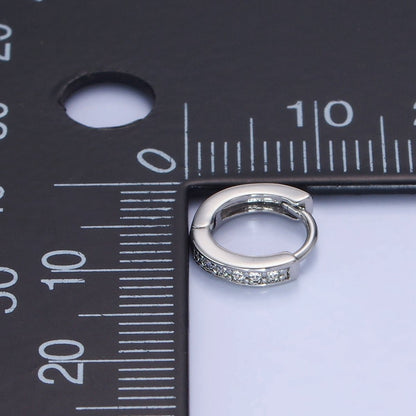 14K Gold Filled 10mm CZ Lined Cartilage Huggie Earrings in Gold &amp; Silver | AB1346 AB1347