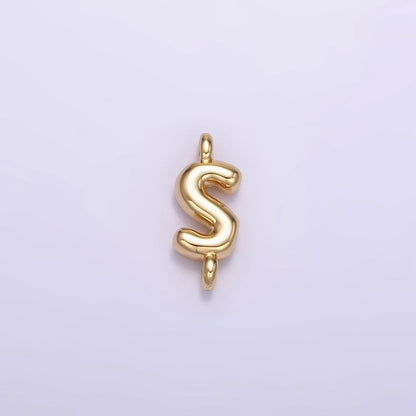 14K Gold Filled 10mm Initial Letter Chubby Balloon Mini Connector | A1539 - A1551