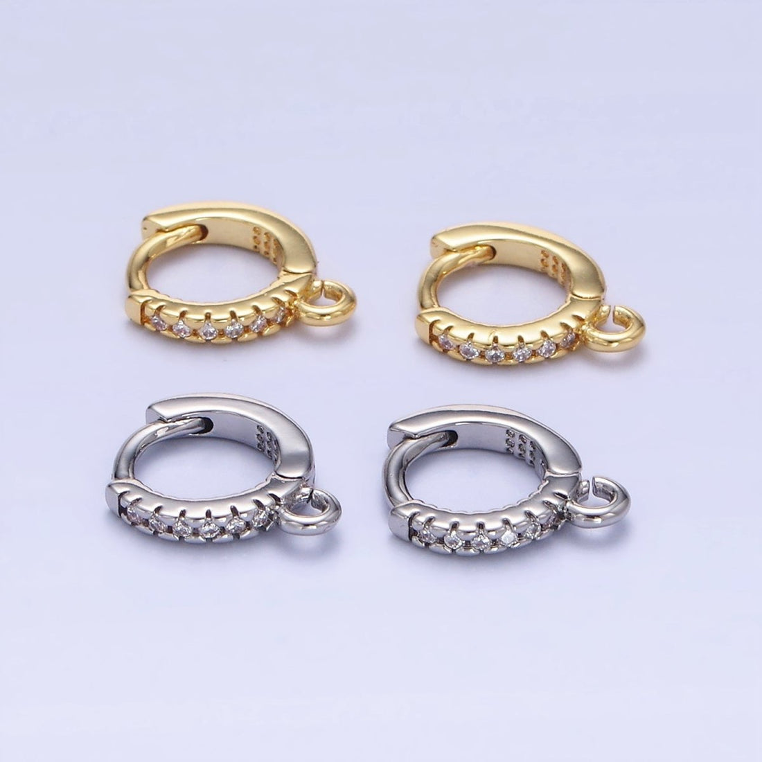 14K Gold Filled 10mm Micro Paved CZ Cartilage Huggie Earrings Findings | Z757