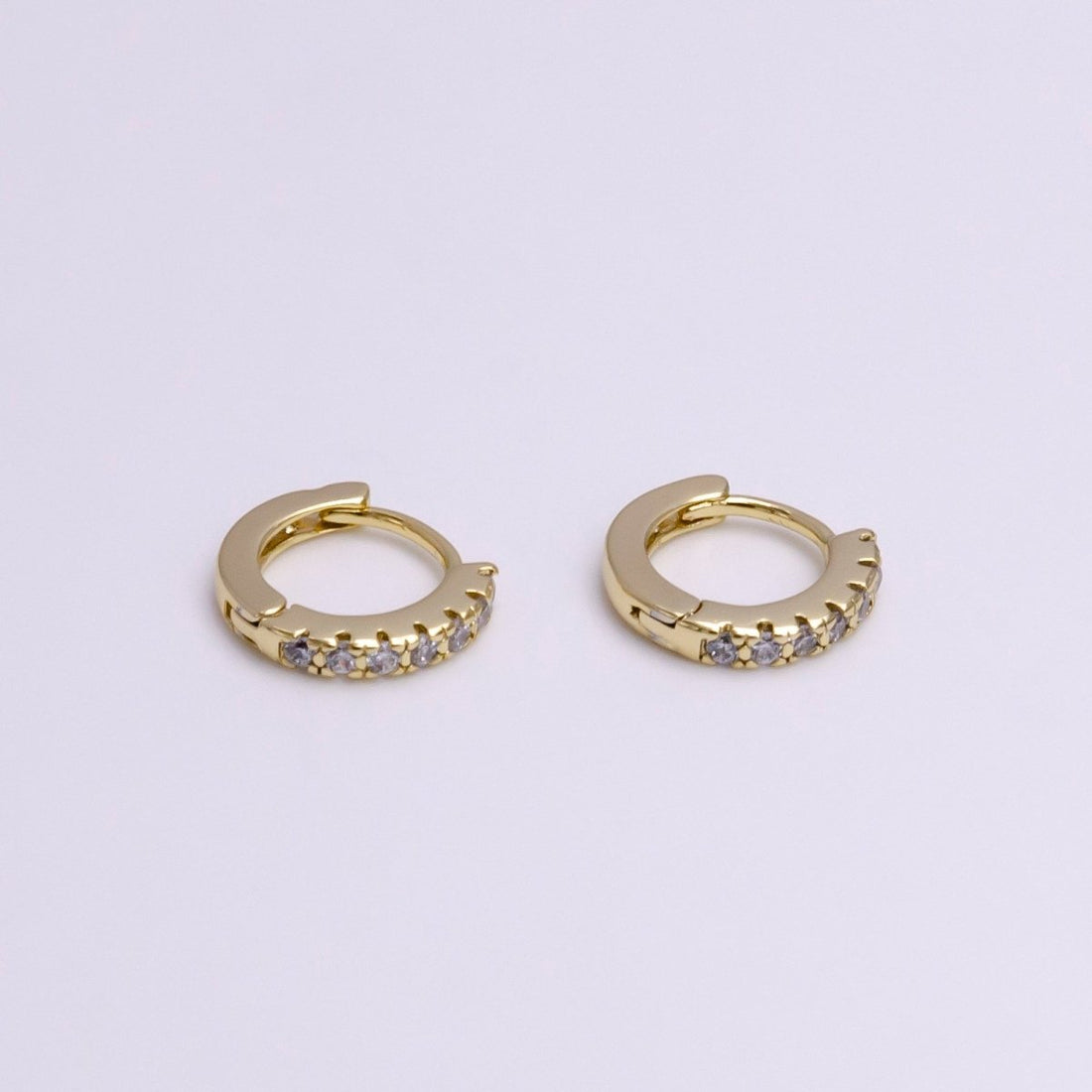 14K Gold Filled 10mm Mini Clear Micro Paved CZ Cartilage Huggie Earrings | AD1025
