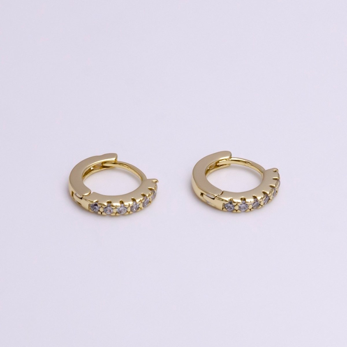 14K Gold Filled 10mm Mini Clear Micro Paved CZ Cartilage Huggie Earrings | AD1025