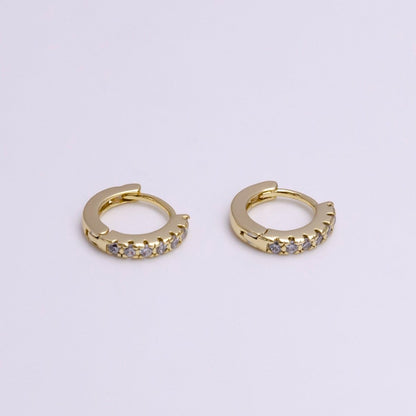 14K Gold Filled 10mm Mini Clear Micro Paved CZ Cartilage Huggie Earrings | AD1025