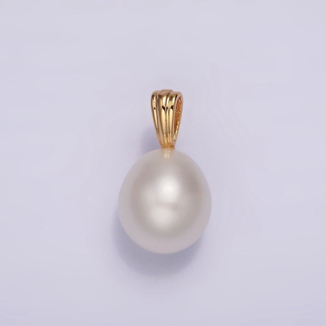 14K Gold Filled 10mm Minimalist Freshwater Pearl Button Triple, Single Bail Pendant | P1613 P1614