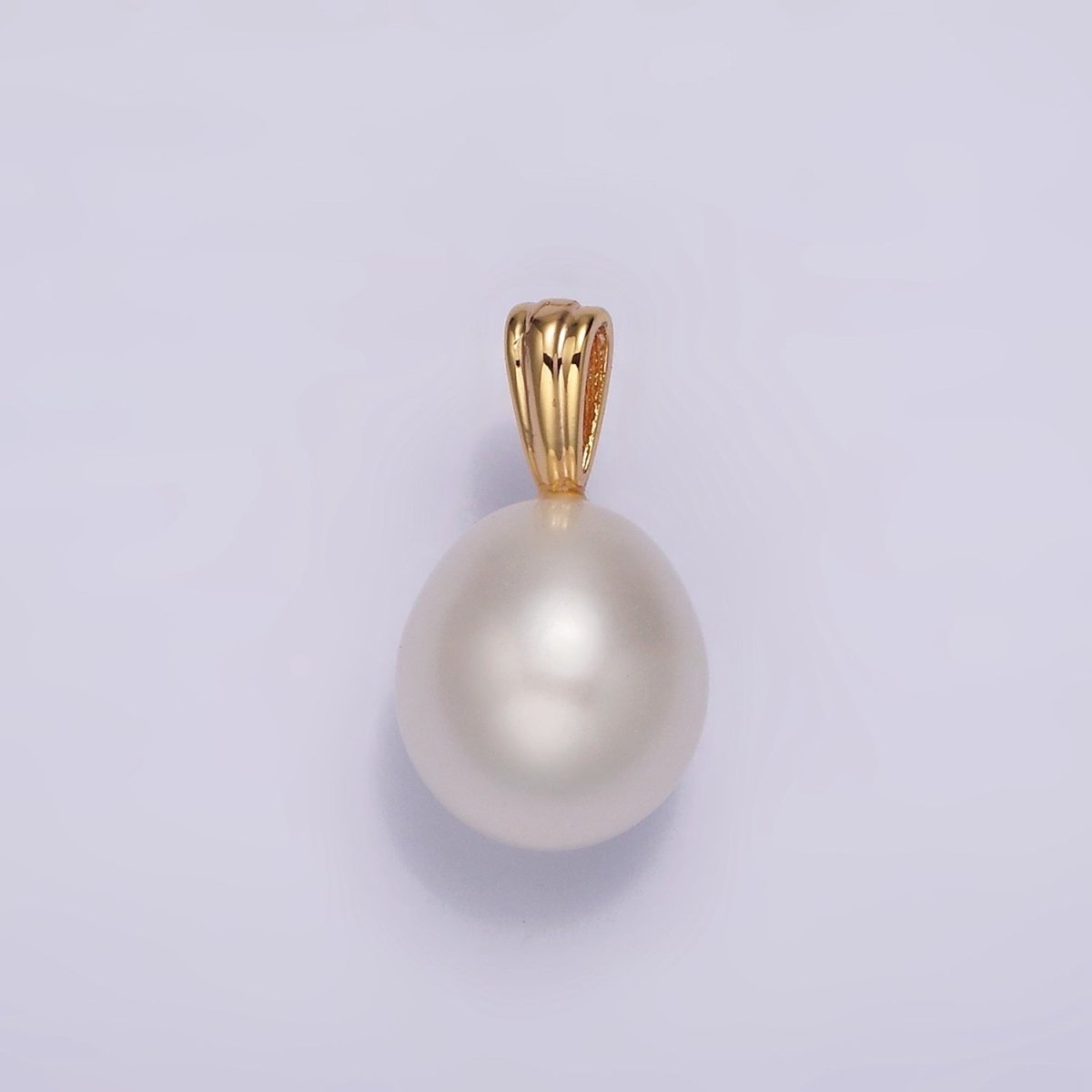 14K Gold Filled 10mm Minimalist Freshwater Pearl Button Triple, Single Bail Pendant | P1613 P1614