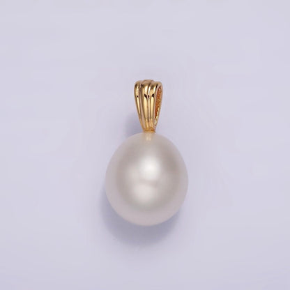 14K Gold Filled 10mm Minimalist Freshwater Pearl Button Triple, Single Bail Pendant | P1613 P1614