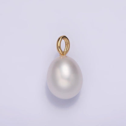 14K Gold Filled 10mm Minimalist Freshwater Pearl Button Triple, Single Bail Pendant | P1613 P1614