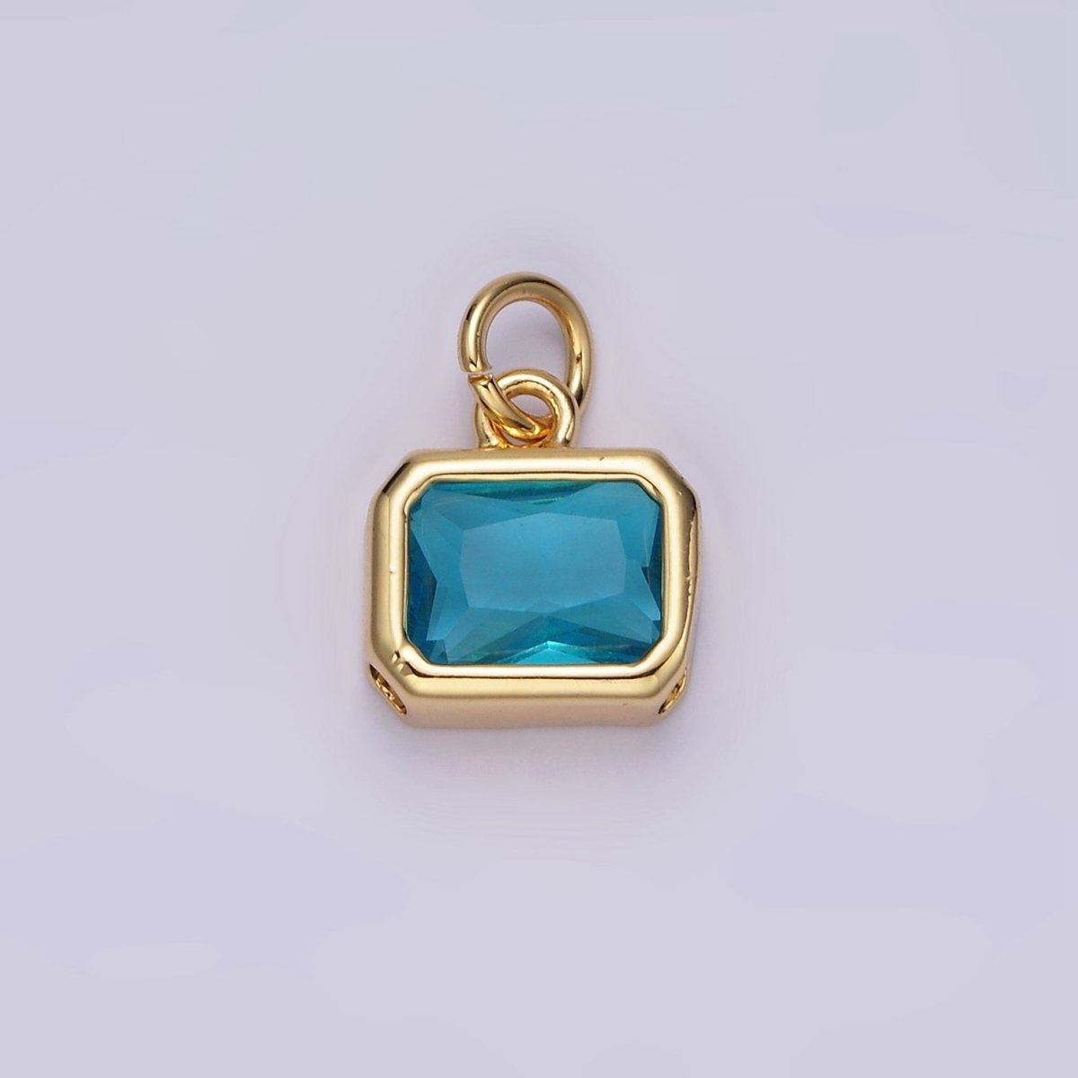 14K Gold Filled 10mm Personalized Birthstone Baguette Cubic Zirconia CZ Bezel Charm in Silver &amp; Gold | N1600 - N1623