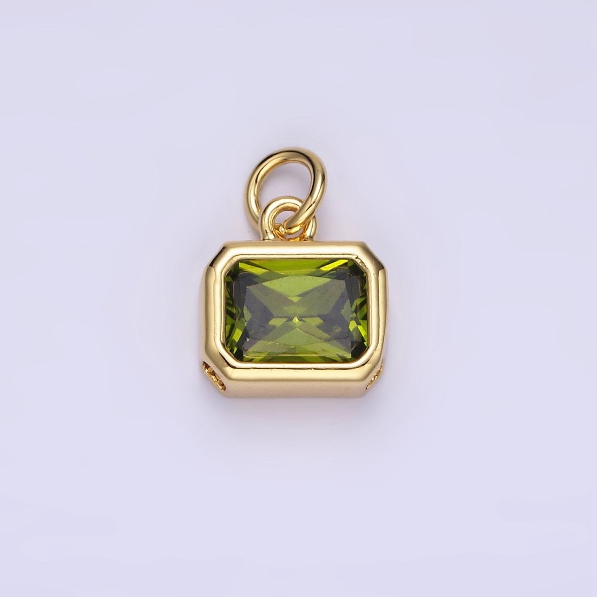 14K Gold Filled 10mm Personalized Birthstone Baguette Cubic Zirconia CZ Bezel Charm in Silver &amp; Gold | N1600 - N1623