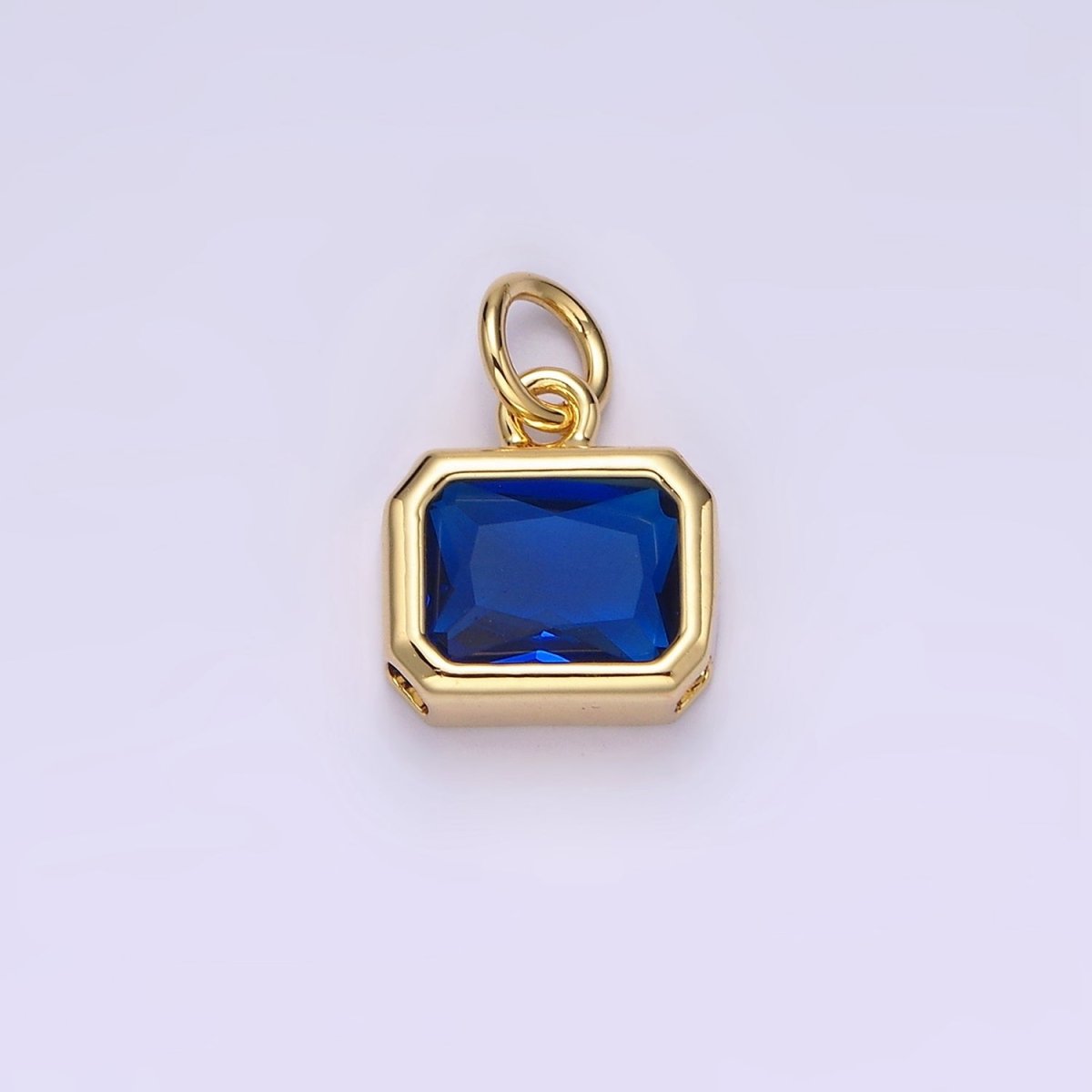 14K Gold Filled 10mm Personalized Birthstone Baguette Cubic Zirconia CZ Bezel Charm in Silver &amp; Gold | N1600 - N1623
