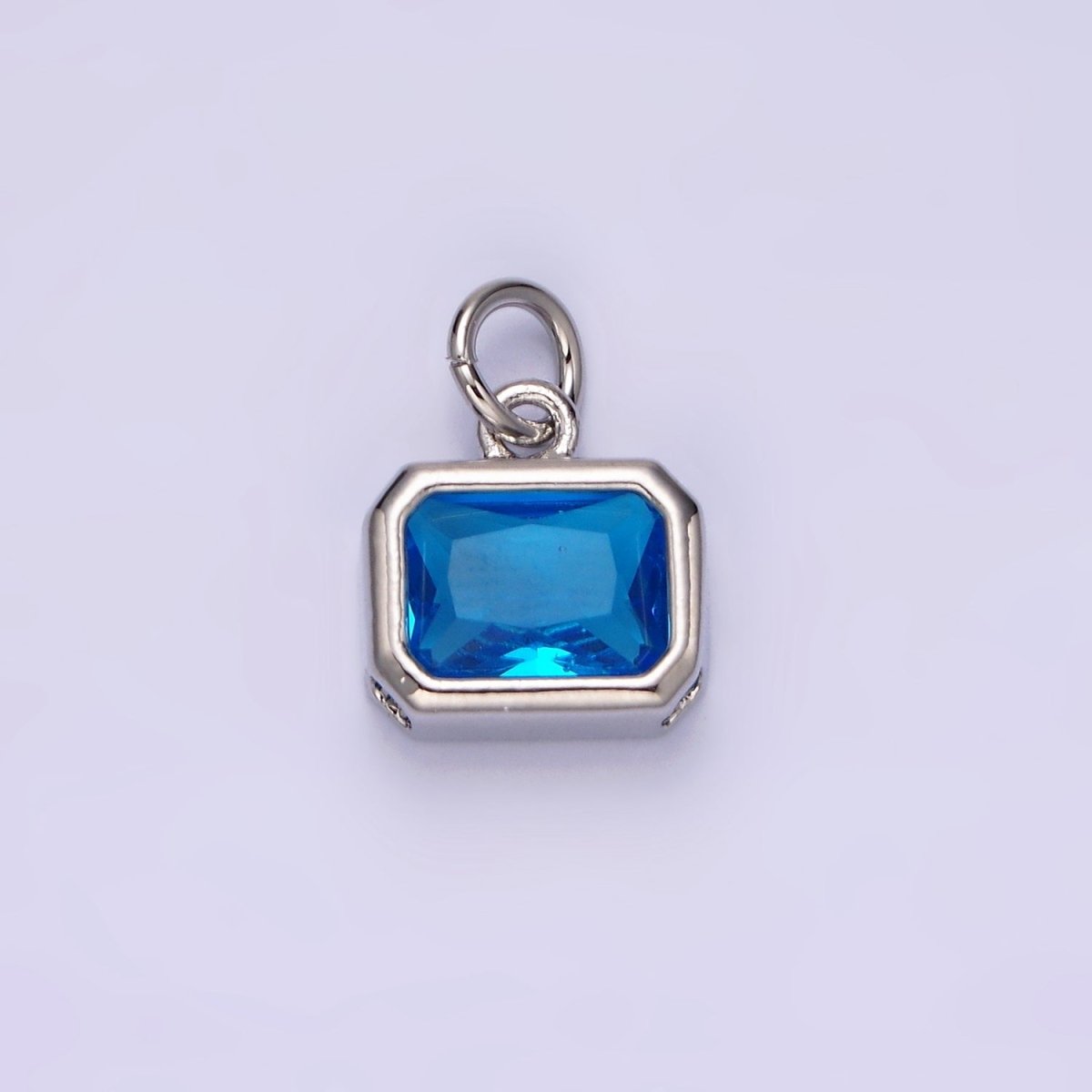 14K Gold Filled 10mm Personalized Birthstone Baguette Cubic Zirconia CZ Bezel Charm in Silver &amp; Gold | N1600 - N1623