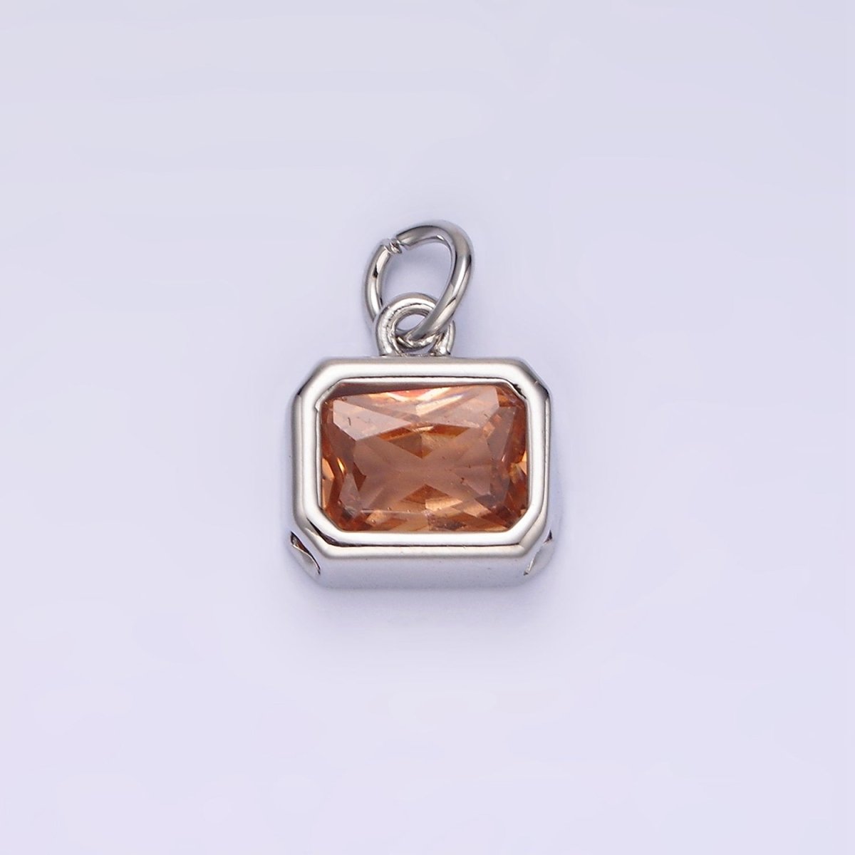 14K Gold Filled 10mm Personalized Birthstone Baguette Cubic Zirconia CZ Bezel Charm in Silver &amp; Gold | N1600 - N1623