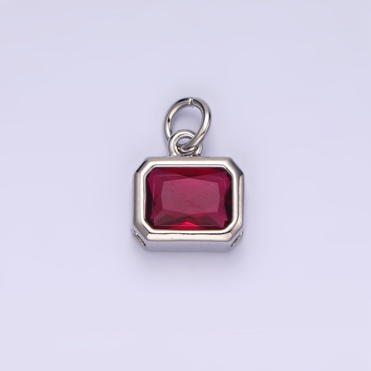 14K Gold Filled 10mm Personalized Birthstone Baguette Cubic Zirconia CZ Bezel Charm in Silver &amp; Gold | N1600 - N1623
