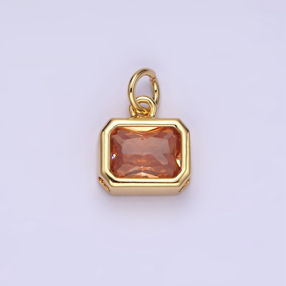 14K Gold Filled 10mm Personalized Birthstone Baguette Cubic Zirconia CZ Bezel Charm in Silver &amp; Gold | N1600 - N1623