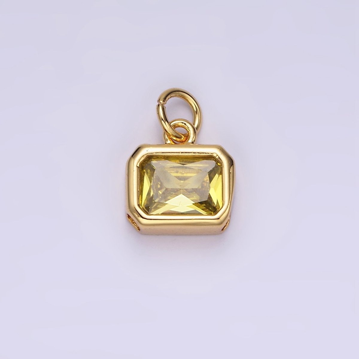 14K Gold Filled 10mm Personalized Birthstone Baguette Cubic Zirconia CZ Bezel Charm in Silver &amp; Gold | N1600 - N1623