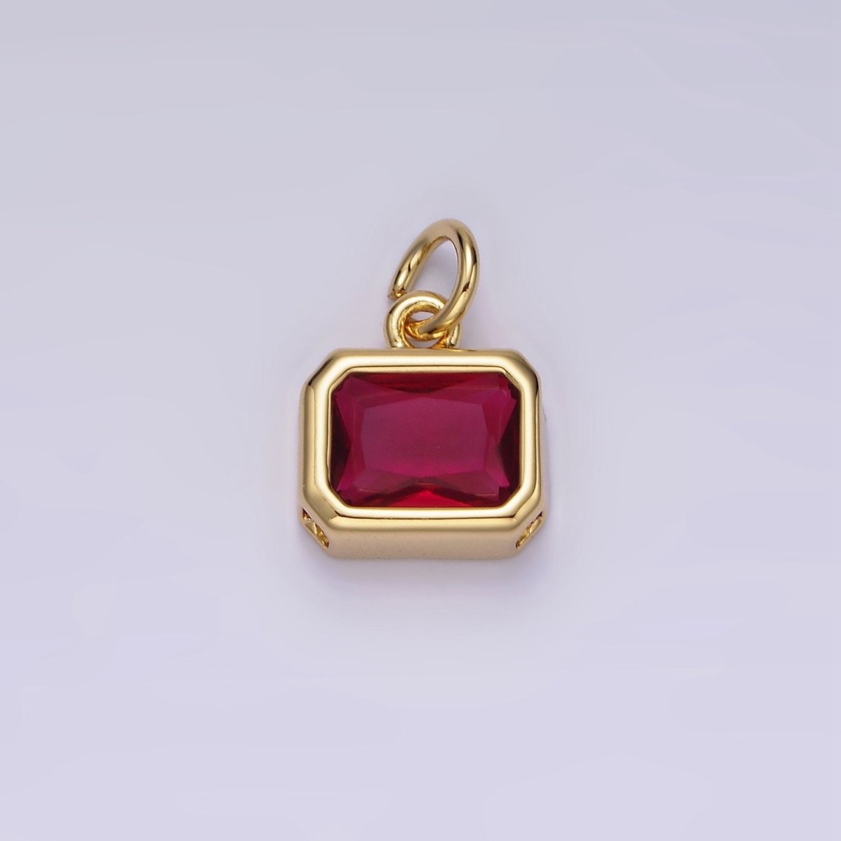 14K Gold Filled 10mm Personalized Birthstone Baguette Cubic Zirconia CZ Bezel Charm in Silver &amp; Gold | N1600 - N1623