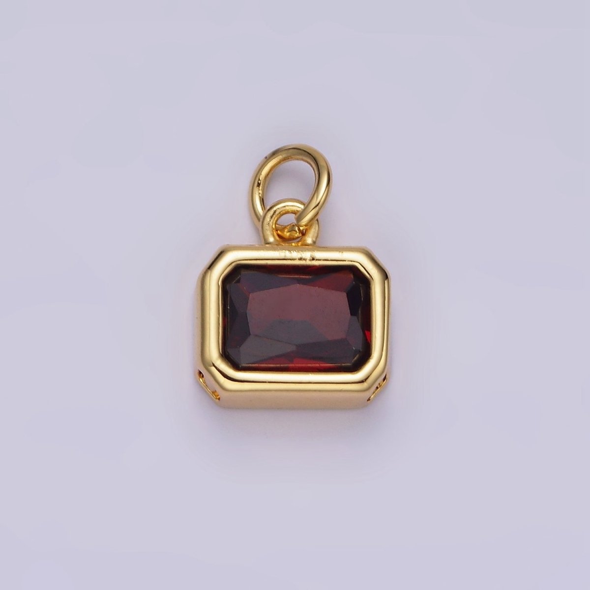 14K Gold Filled 10mm Personalized Birthstone Baguette Cubic Zirconia CZ Bezel Charm in Silver &amp; Gold | N1600 - N1623