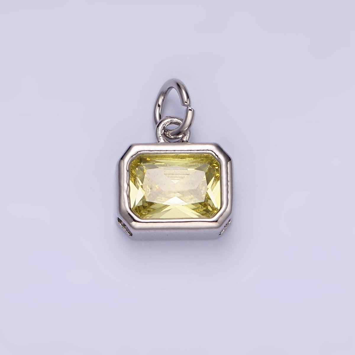 14K Gold Filled 10mm Personalized Birthstone Baguette Cubic Zirconia CZ Bezel Charm in Silver &amp; Gold | N1600 - N1623