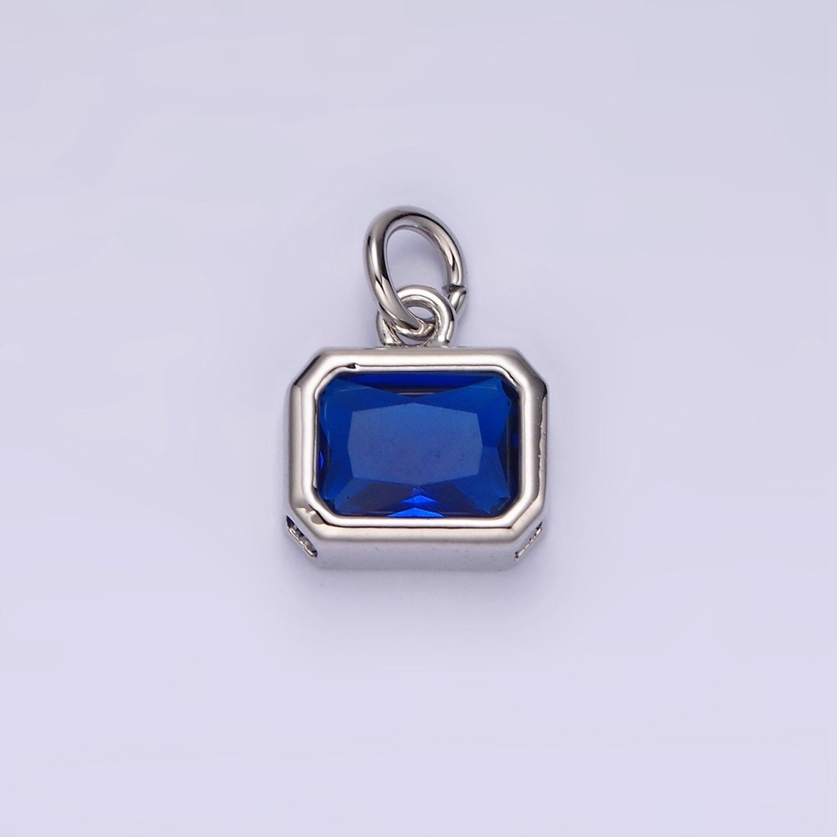 14K Gold Filled 10mm Personalized Birthstone Baguette Cubic Zirconia CZ Bezel Charm in Silver &amp; Gold | N1600 - N1623
