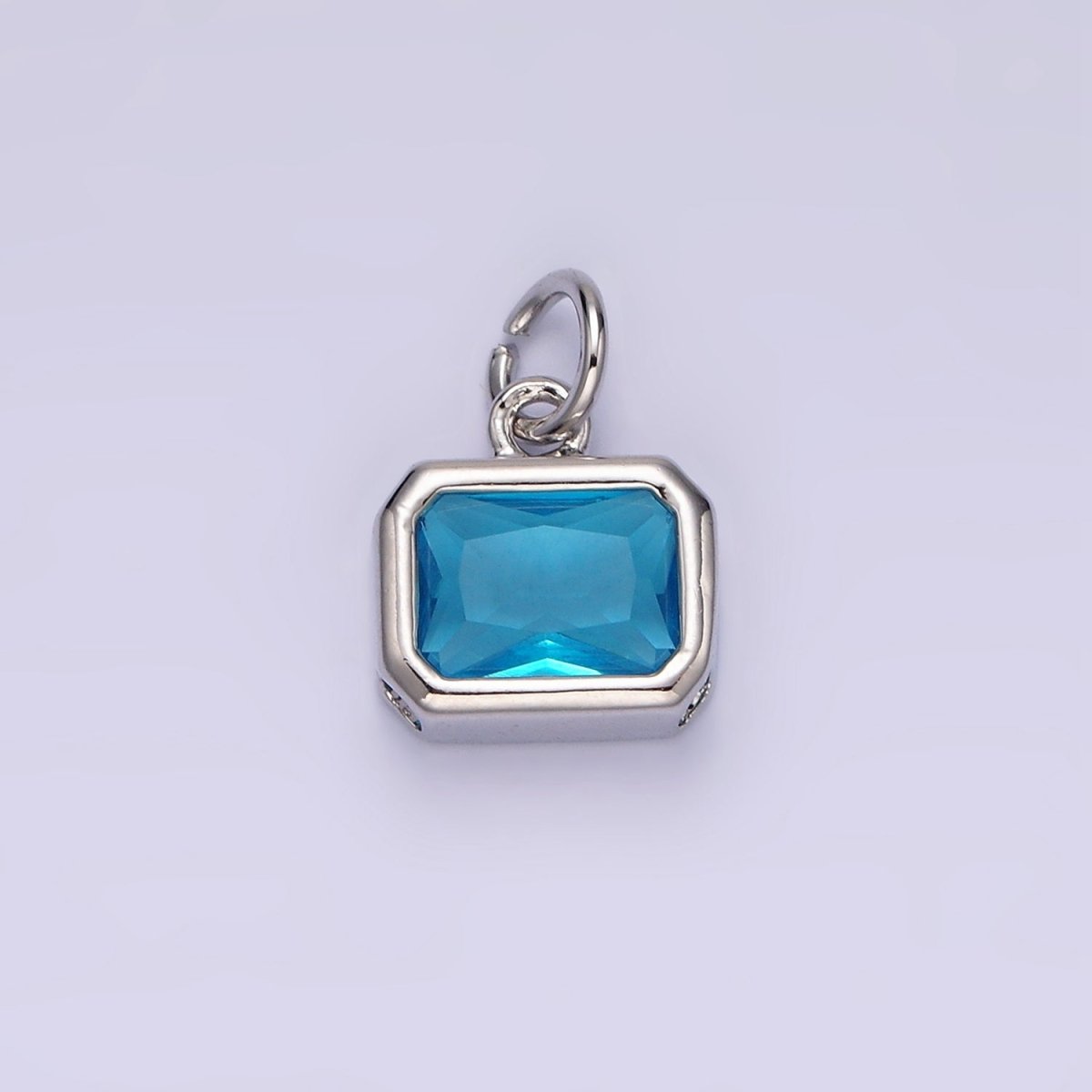 14K Gold Filled 10mm Personalized Birthstone Baguette Cubic Zirconia CZ Bezel Charm in Silver &amp; Gold | N1600 - N1623