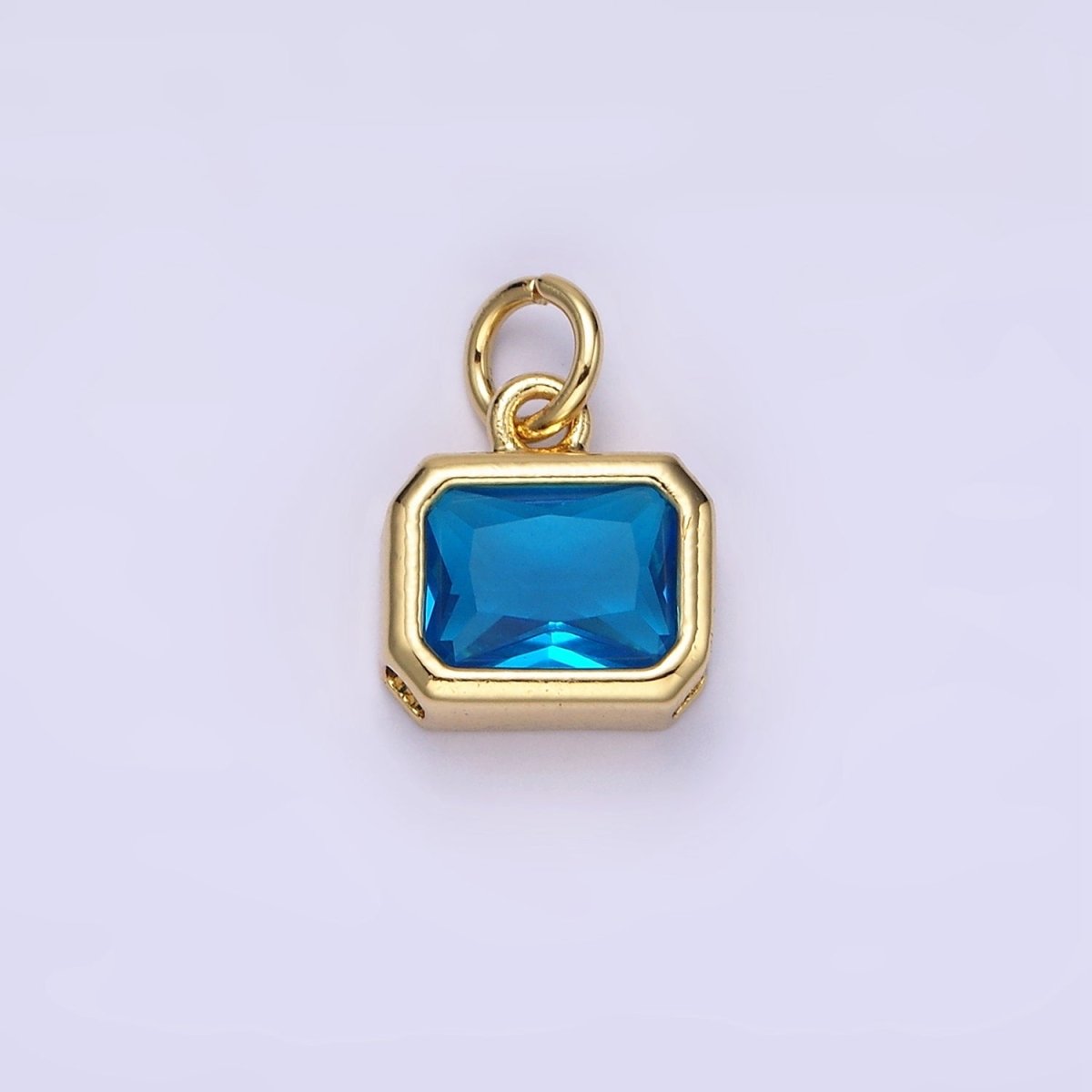14K Gold Filled 10mm Personalized Birthstone Baguette Cubic Zirconia CZ Bezel Charm in Silver &amp; Gold | N1600 - N1623