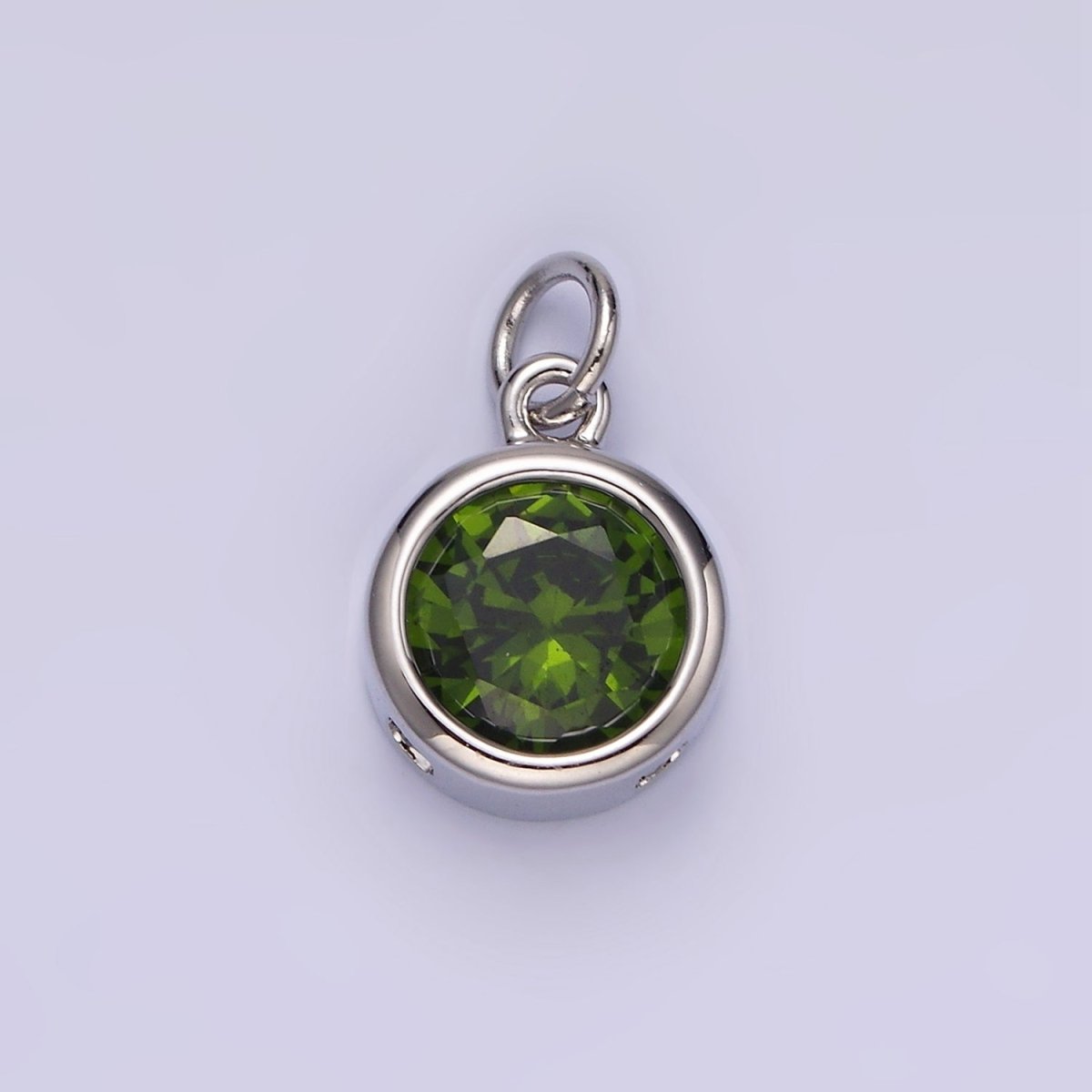 14K Gold Filled 10mm Personalized Birthstone CZ Round Bezel Charm in Silver &amp; Gold | N1575 - N1598