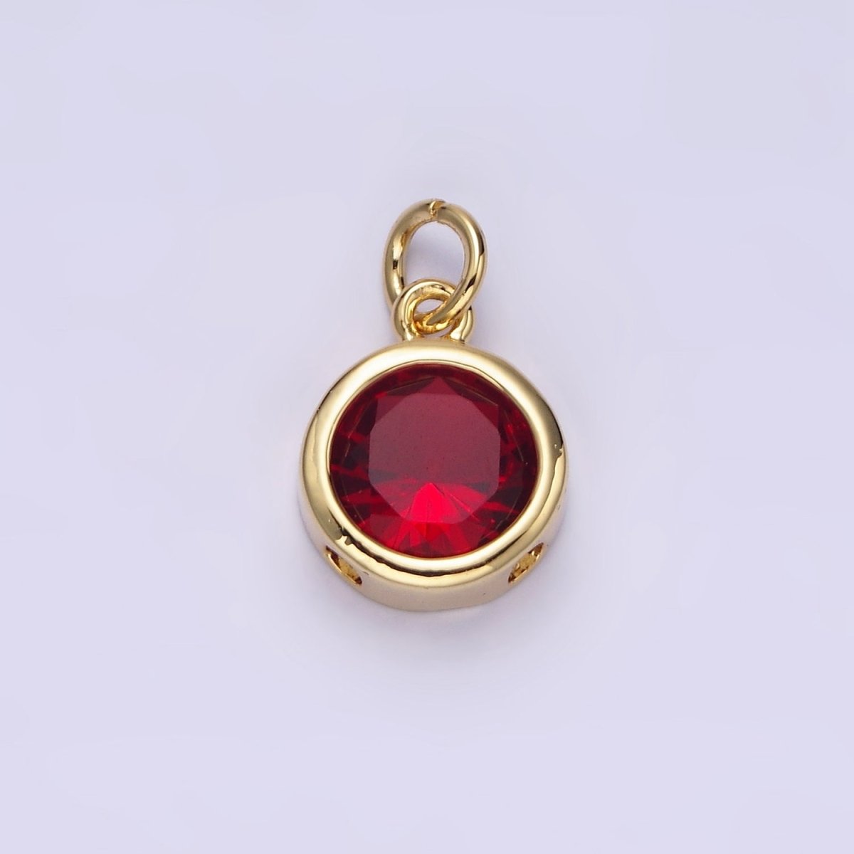 14K Gold Filled 10mm Personalized Birthstone CZ Round Bezel Charm in Silver &amp; Gold | N1575 - N1598