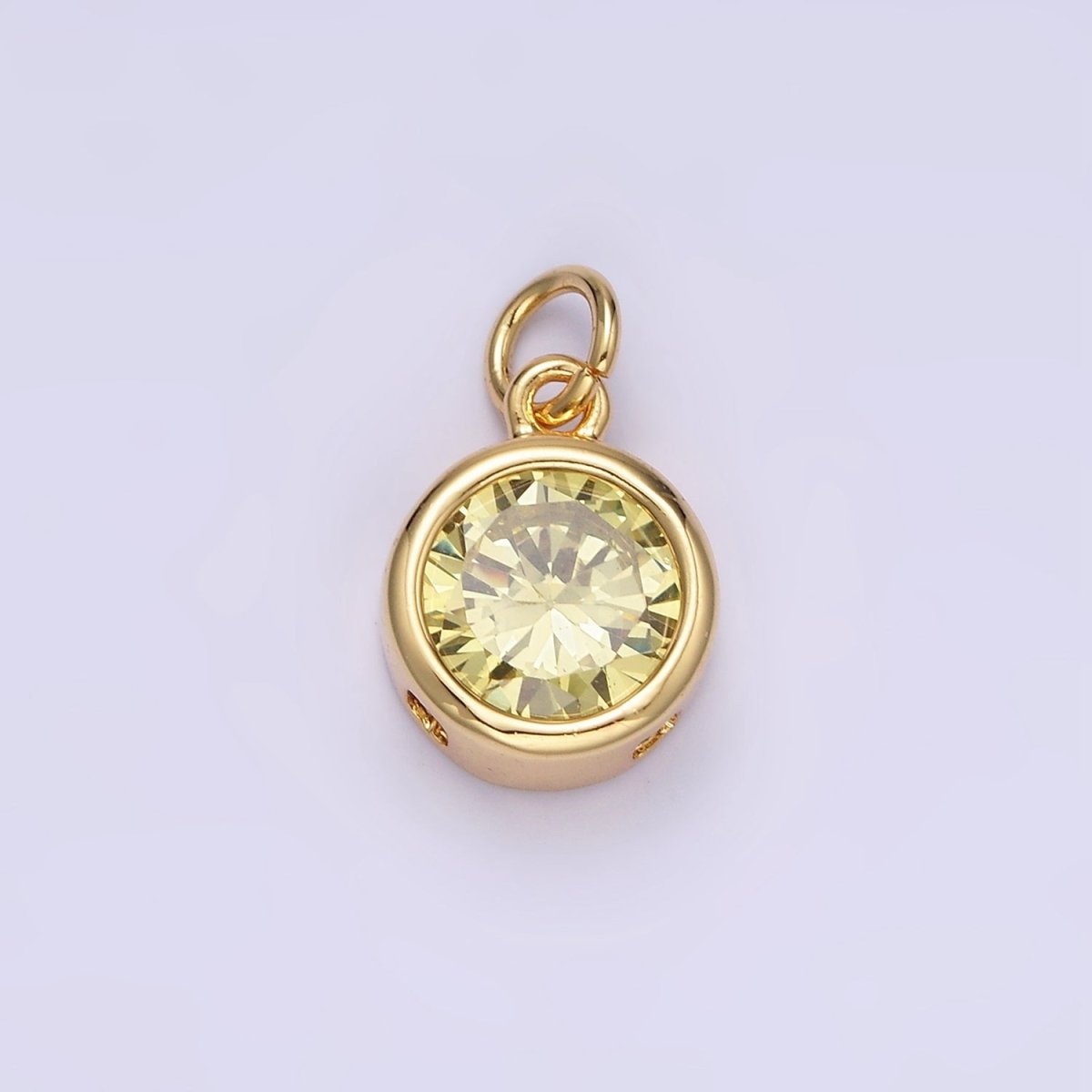 14K Gold Filled 10mm Personalized Birthstone CZ Round Bezel Charm in Silver &amp; Gold | N1575 - N1598